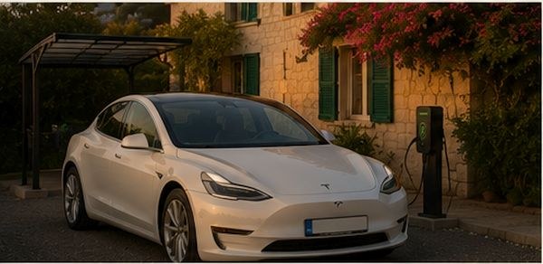 Punjenje električnog auta na Krku – parkirno mjesto s punjačem uz kuću