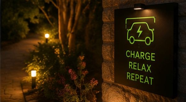Natpis „Charge, Relax, Repeat” – apartman na Krku za vozače električnih auta